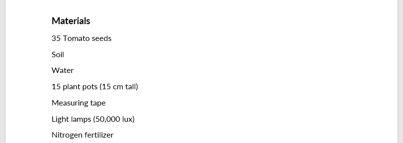 Lab-report-example-Materials