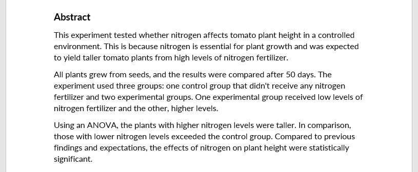 Lab-report-example-abstract